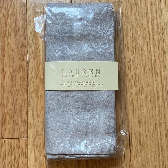 NEW Ralph Lauren Dinner Napkins, Silver/Gray - set of 4 - Picture 1 of 1
